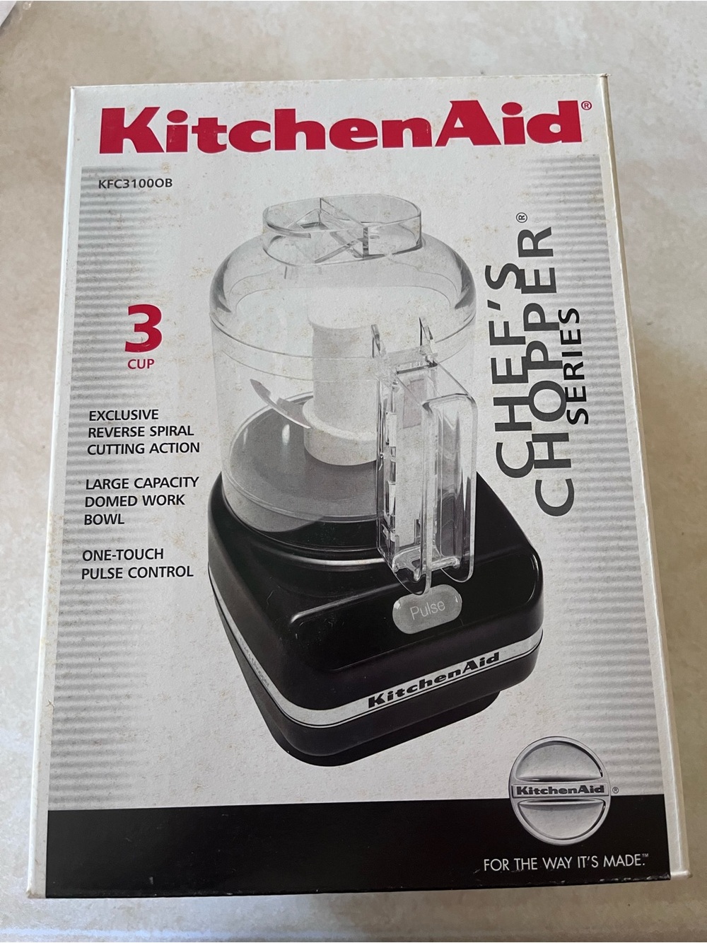 KitchenAid NIB Onyx Black 3 Cup Chef's Series Chopper KFC3100OB